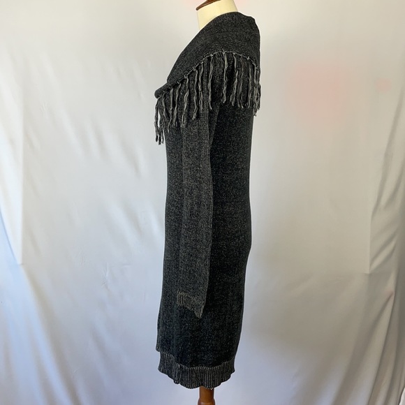Romeo & Juliet Couture Black and Gray Fringe Sweater Dress - Size Small - Picture 6 of 12